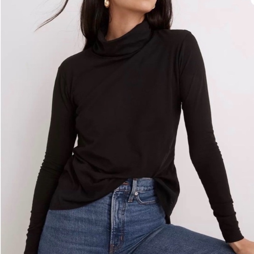 Madewell Whisper Cotton Black Turtleneck Long Sleeve Medium